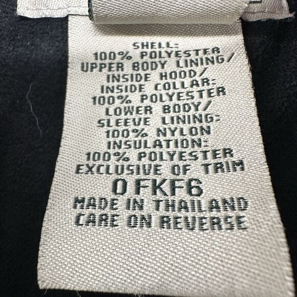 L.L. BEAN - Women's Fleece Lined Primaloft Quilted Hooded Black Coat Size L - Picture 8 of 15